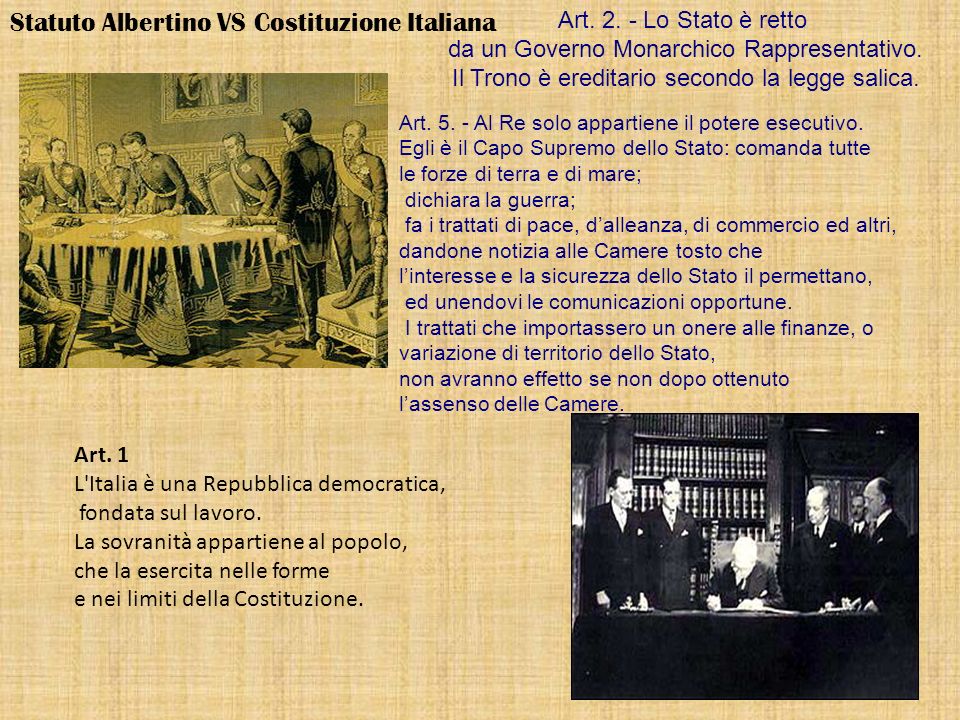 Statuto Albertino VS Costituzione Italiana