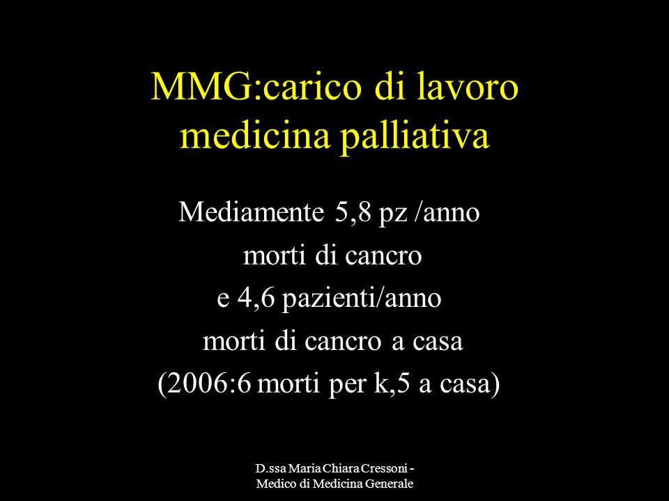 MMG:carico di lavoro medicina palliativa