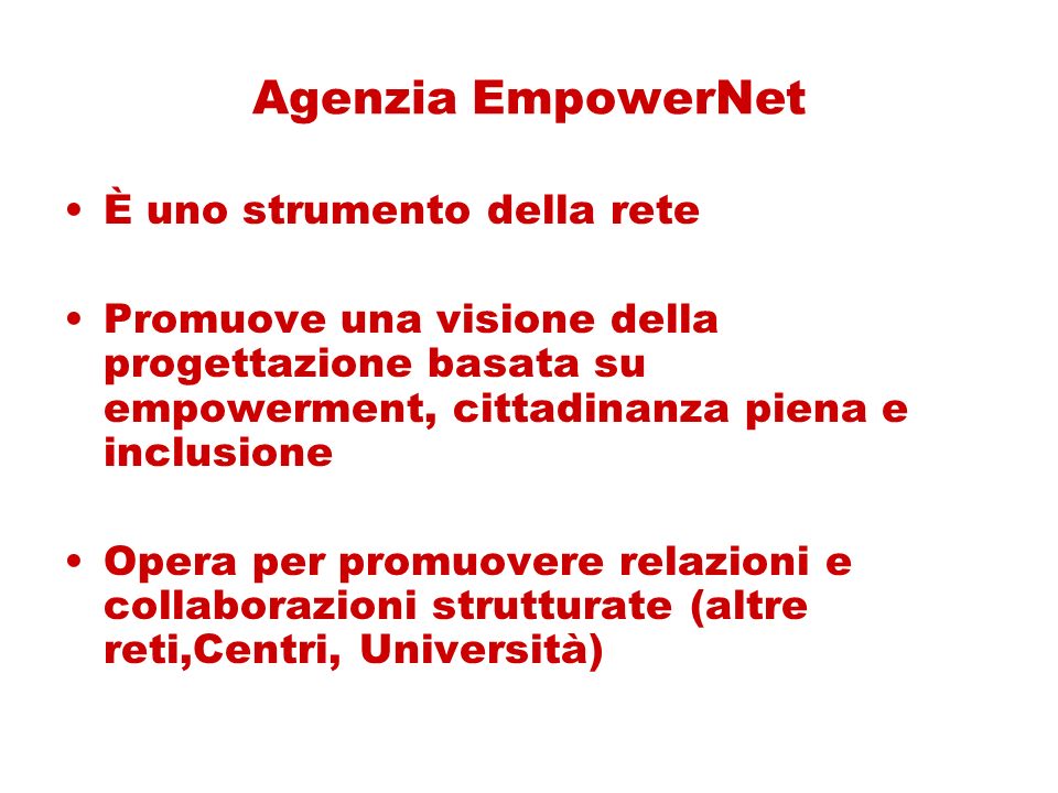 Agenzia EmpowerNet È uno strumento della rete