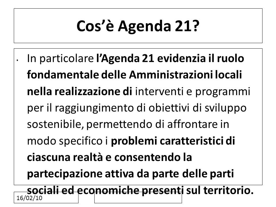 Cos’è Agenda 21