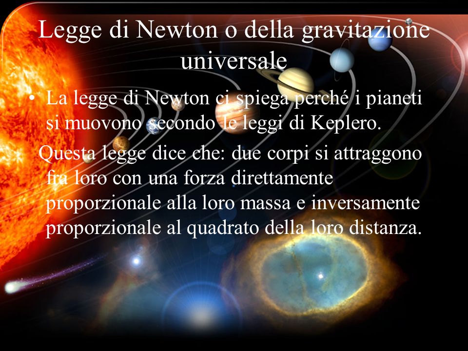 Legge di Newton o della gravitazione universale