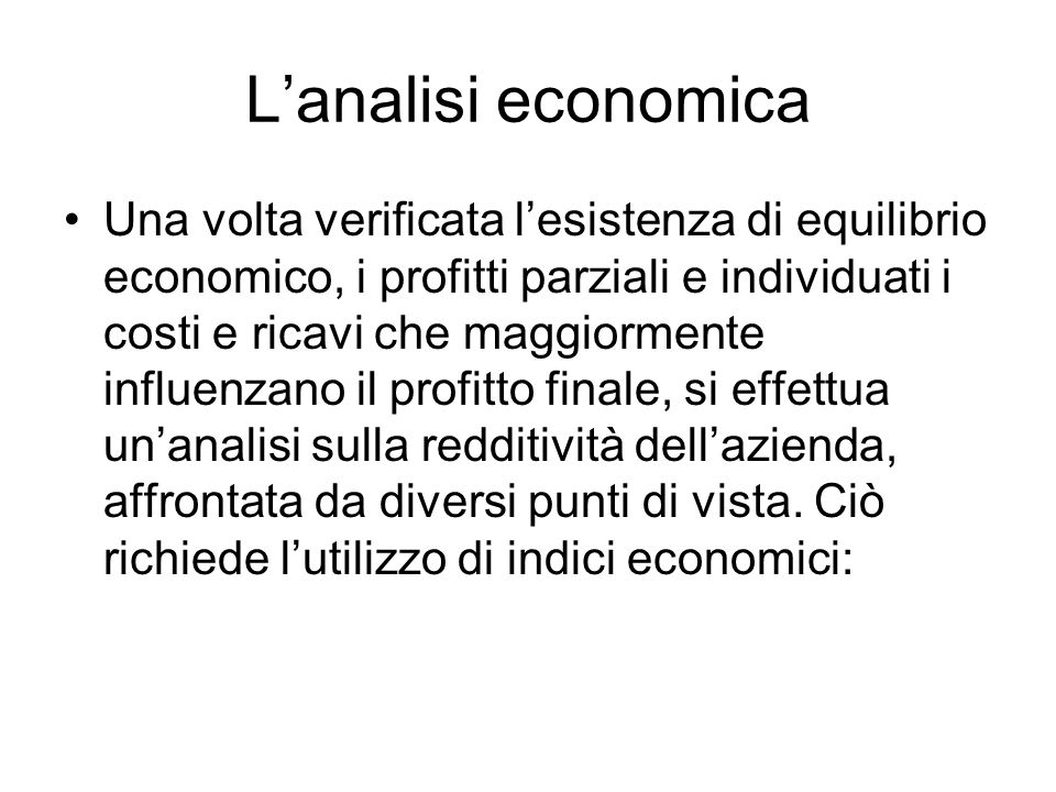 L’analisi economica