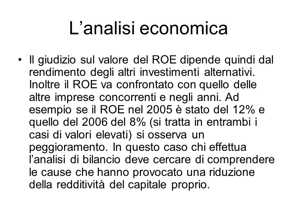 L’analisi economica