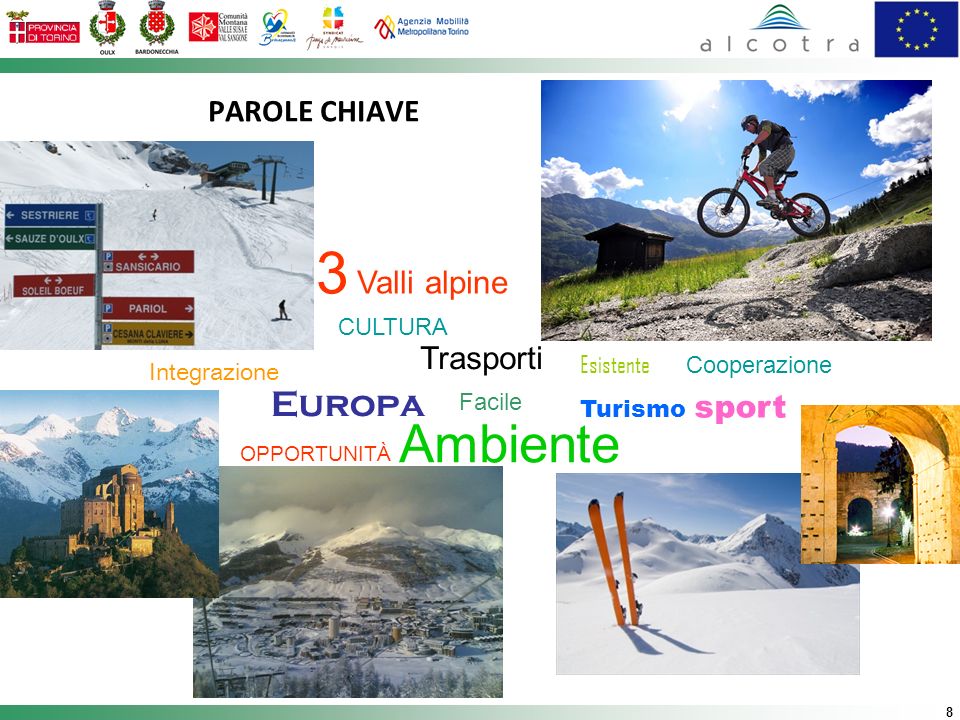 3 Valli alpine Ambiente Europa PAROLE CHIAVE Servizi Trasporti CULTURA