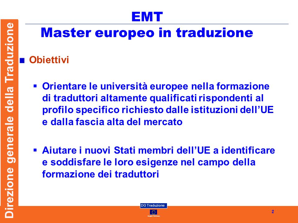 EMT Master europeo in traduzione