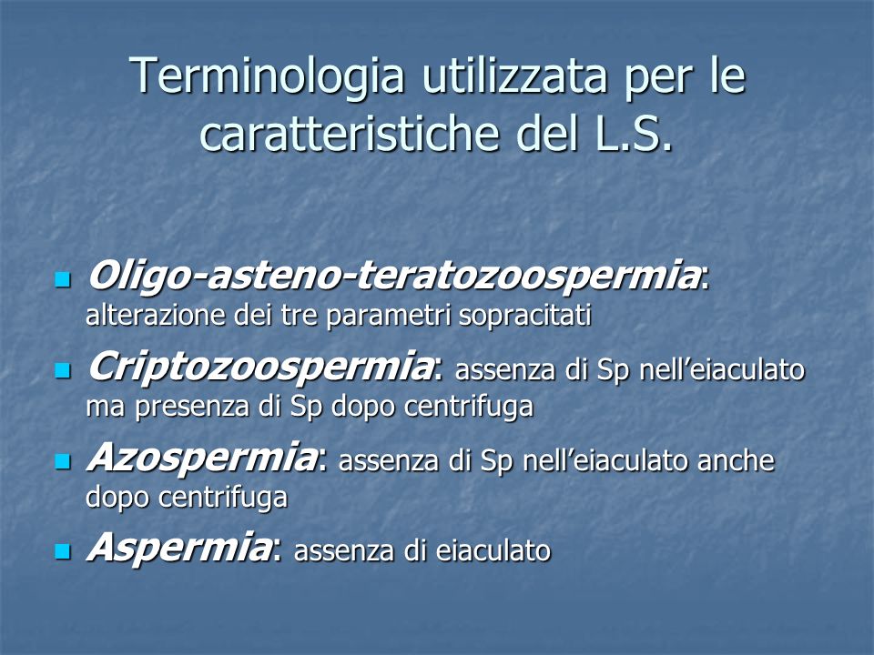 Terminologia utilizzata per le caratteristiche del L.S.