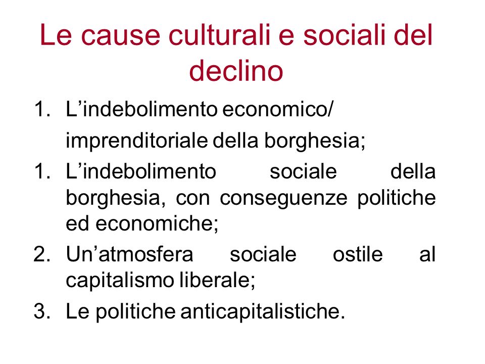 Le cause culturali e sociali del declino
