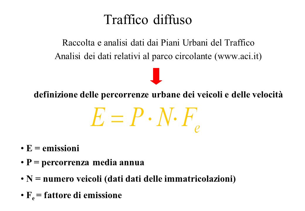 Traffico diffuso Raccolta e analisi dati dai Piani Urbani del Traffico
