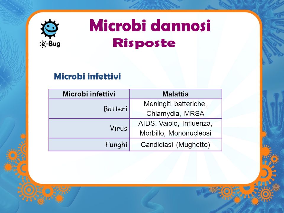 Microbi dannosi Microbi infettivi Risposte Microbi infettivi Malattia