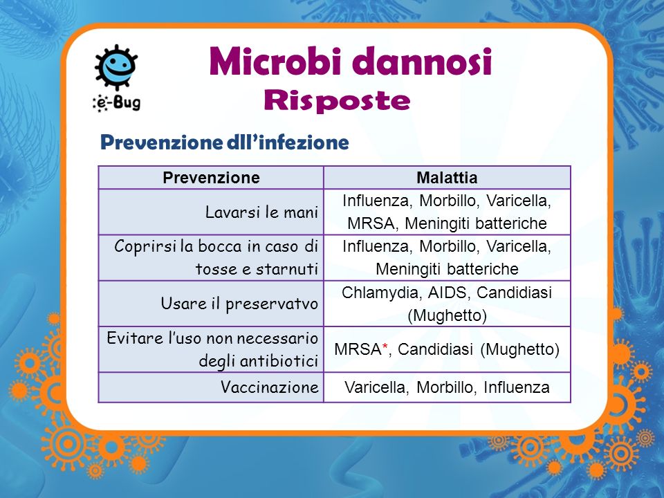 Microbi dannosi Prevenzione dll’infezione Risposte Prevenzione