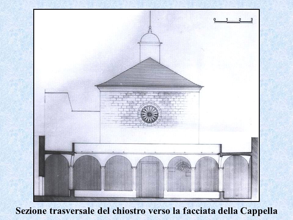 Sezione trasversale del chiostro verso la facciata della Cappella