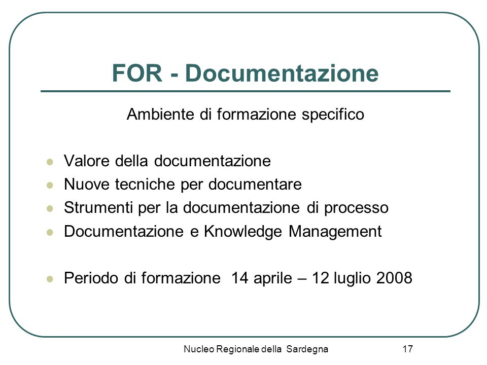 FOR - Documentazione Ambiente di formazione specifico
