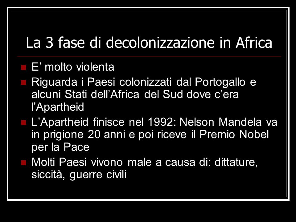 La 3 fase di decolonizzazione in Africa