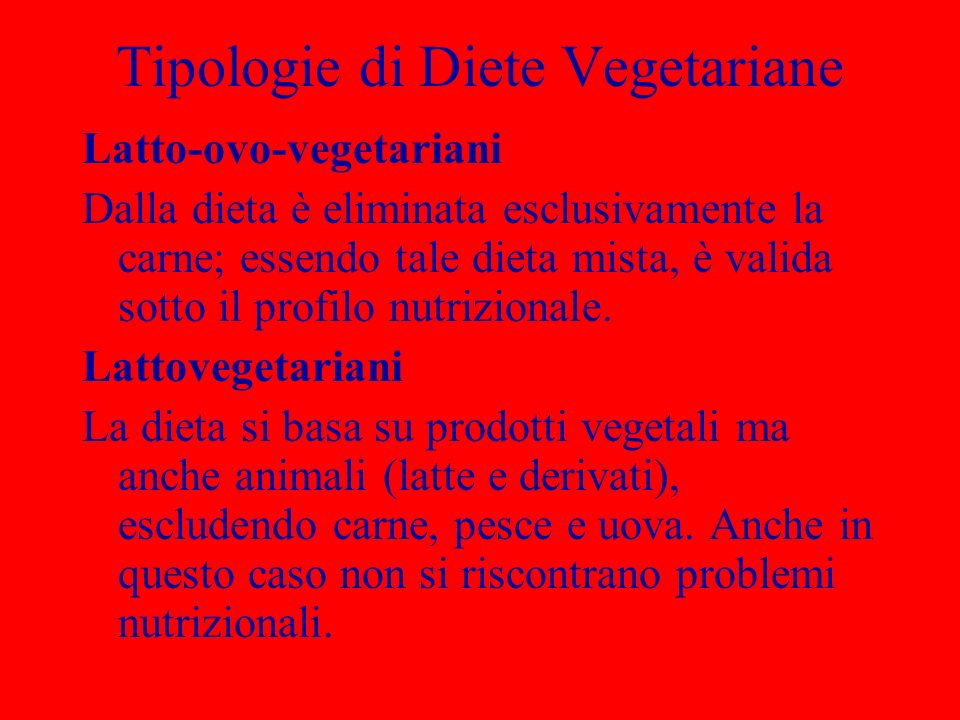 Tipologie di Diete Vegetariane