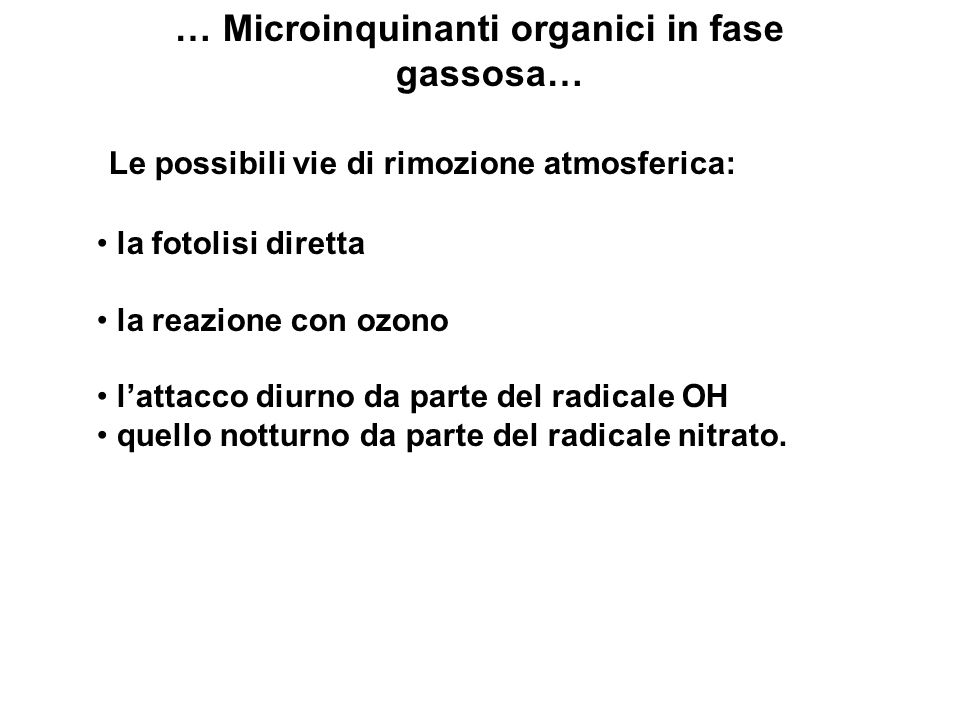 … Microinquinanti organici in fase gassosa…
