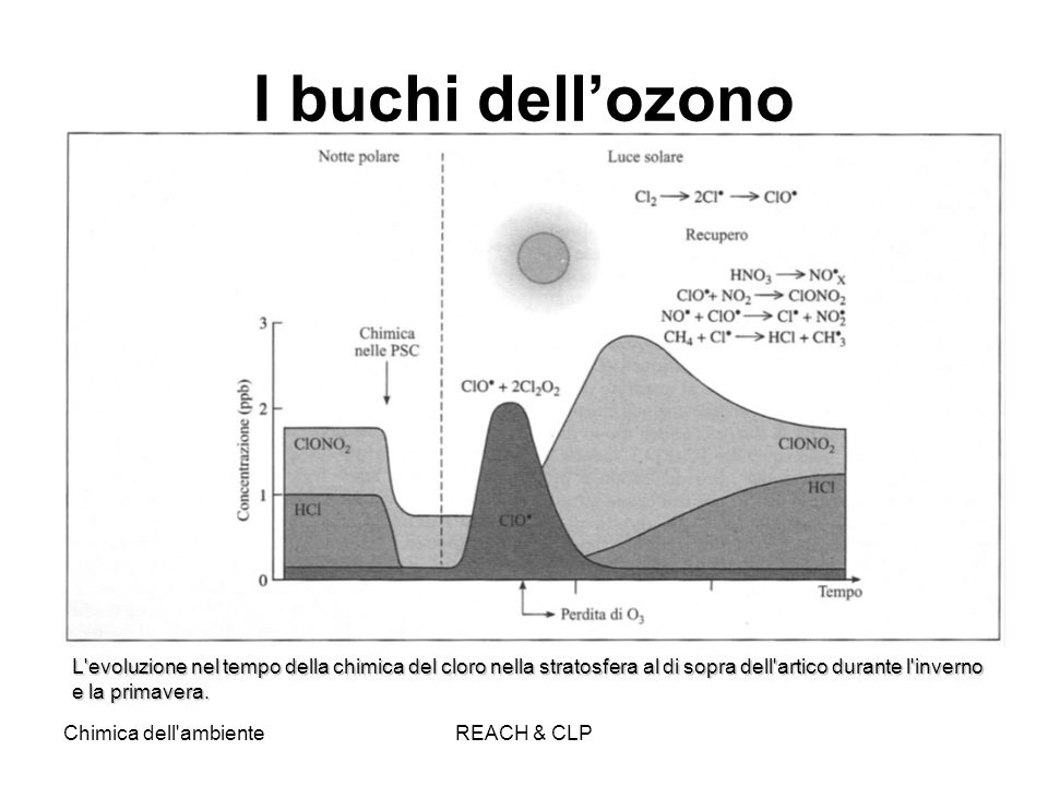 I buchi dell’ozono L evoluzione nel tempo della chimica del cloro nella stratosfera al di sopra dell artico durante l inverno e la primavera.