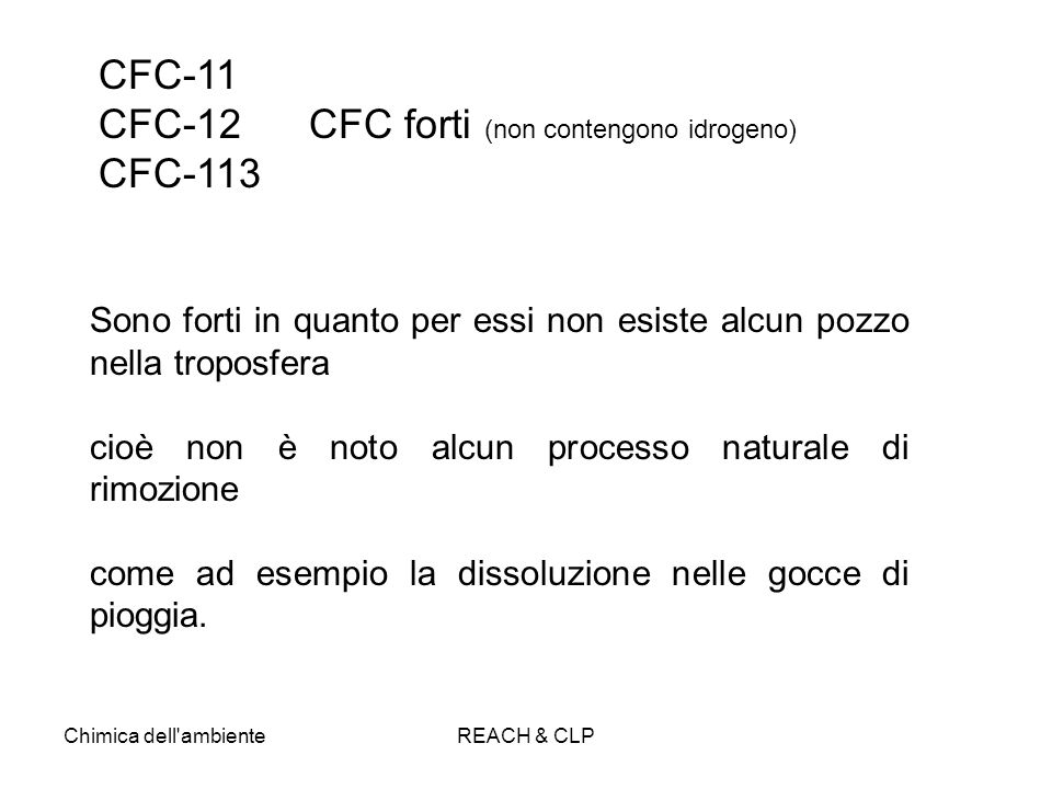 CFC-12 CFC forti (non contengono idrogeno) CFC-113