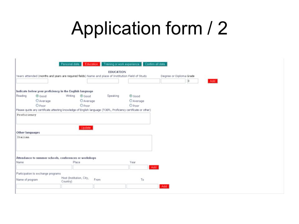 Application form / 2