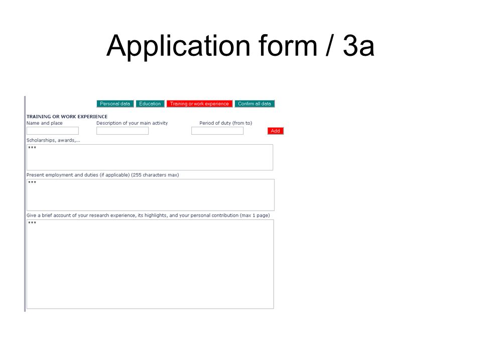 Application form / 3a