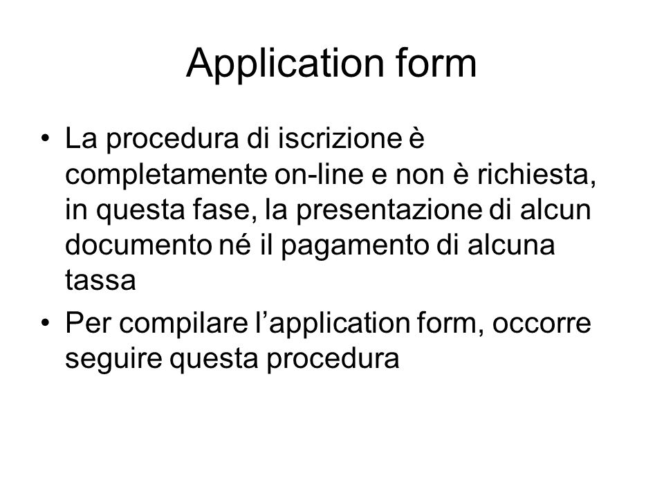 Application form