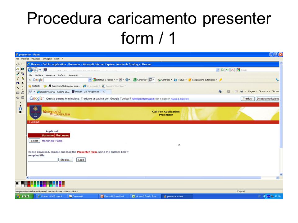 Procedura caricamento presenter form / 1