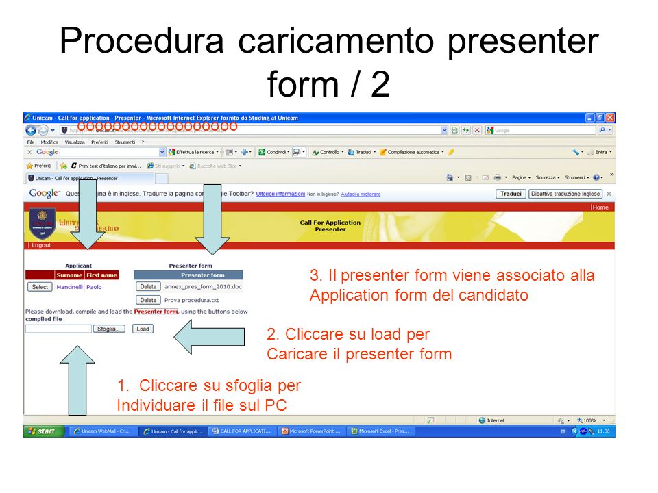 Procedura caricamento presenter form / 2