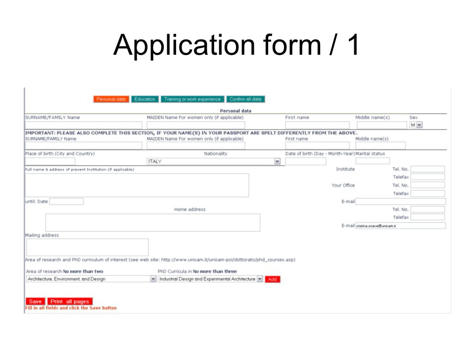 Application form / 1