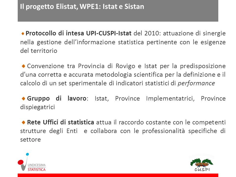 Il progetto Elistat, WPE1: Istat e Sistan