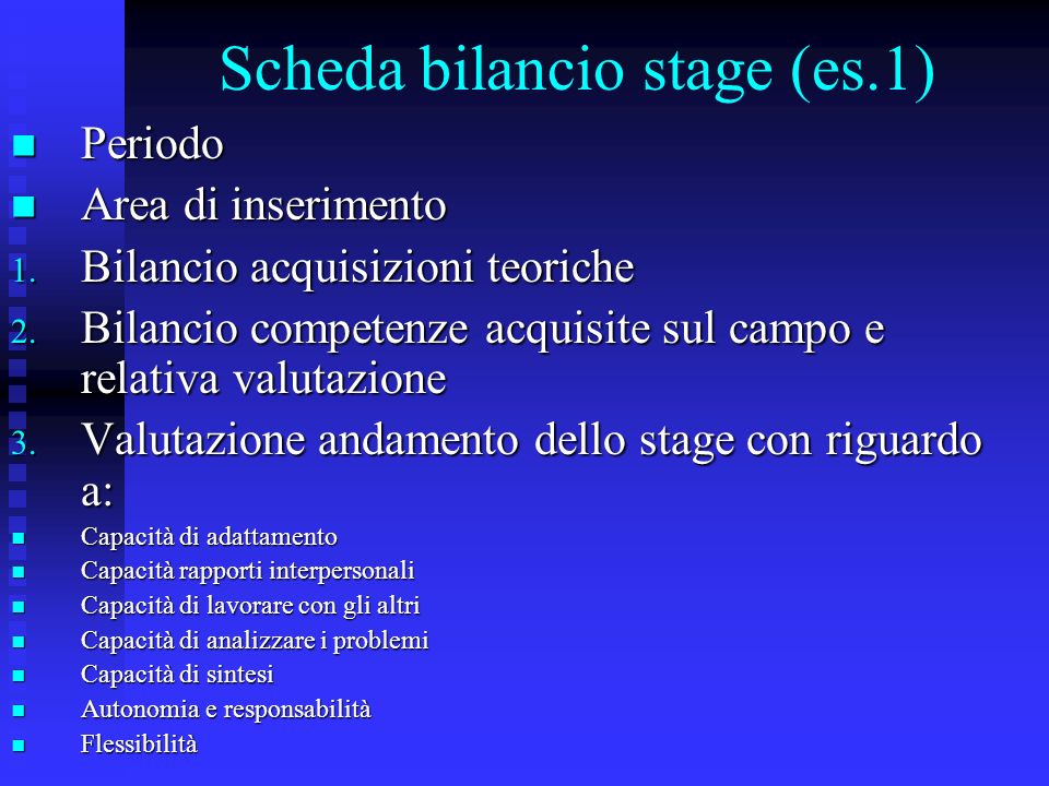 Scheda bilancio stage (es.1)