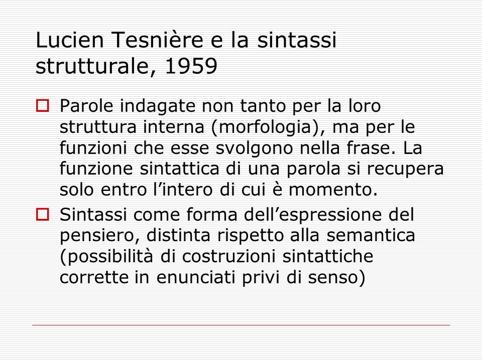 Lucien Tesnière e la sintassi strutturale, 1959
