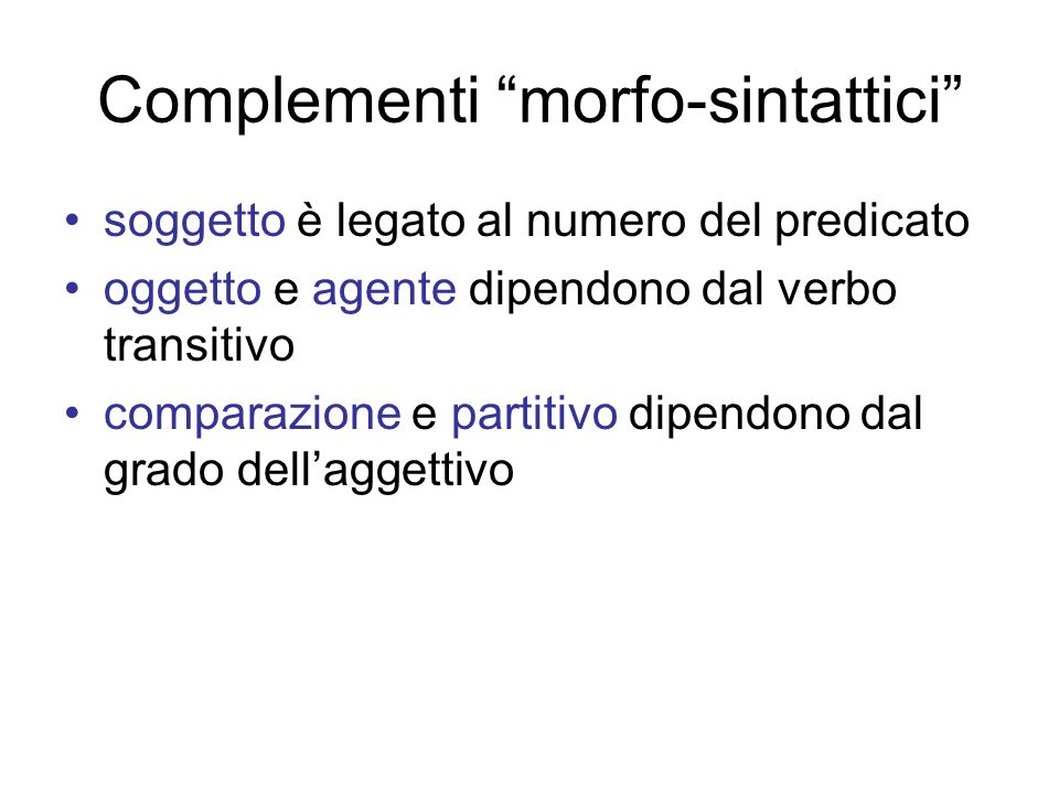 Complementi morfo-sintattici