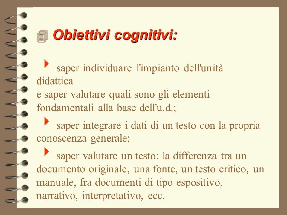 Obiettivi cognitivi: