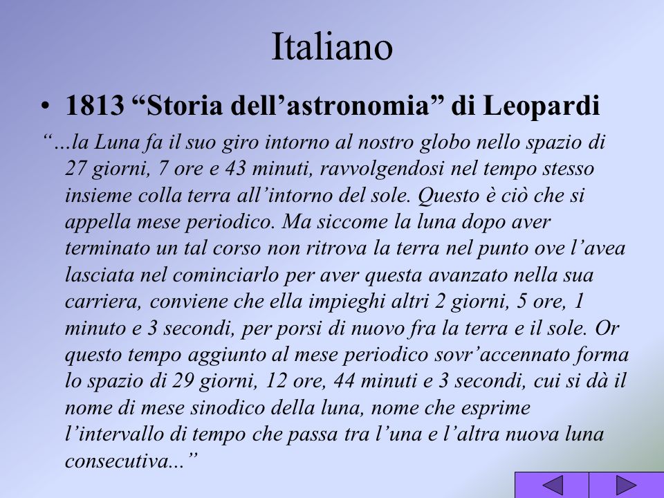 Italiano 1813 Storia dell’astronomia di Leopardi