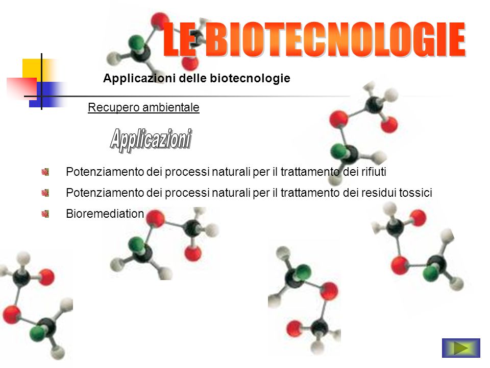 LE BIOTECNOLOGIE Applicazioni Applicazioni delle biotecnologie