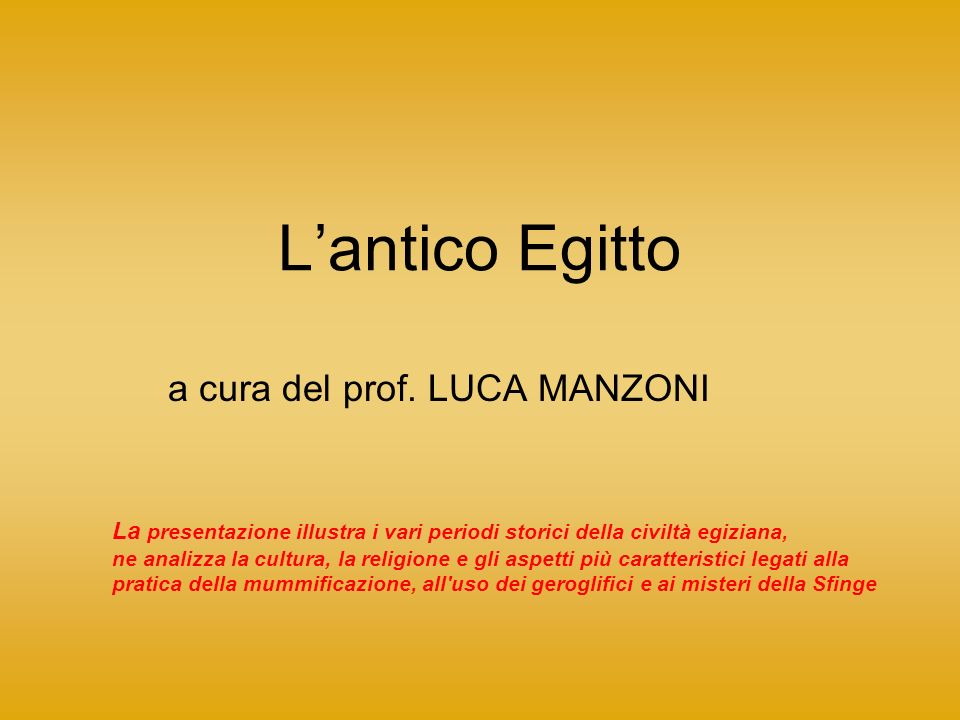 a cura del prof. LUCA MANZONI