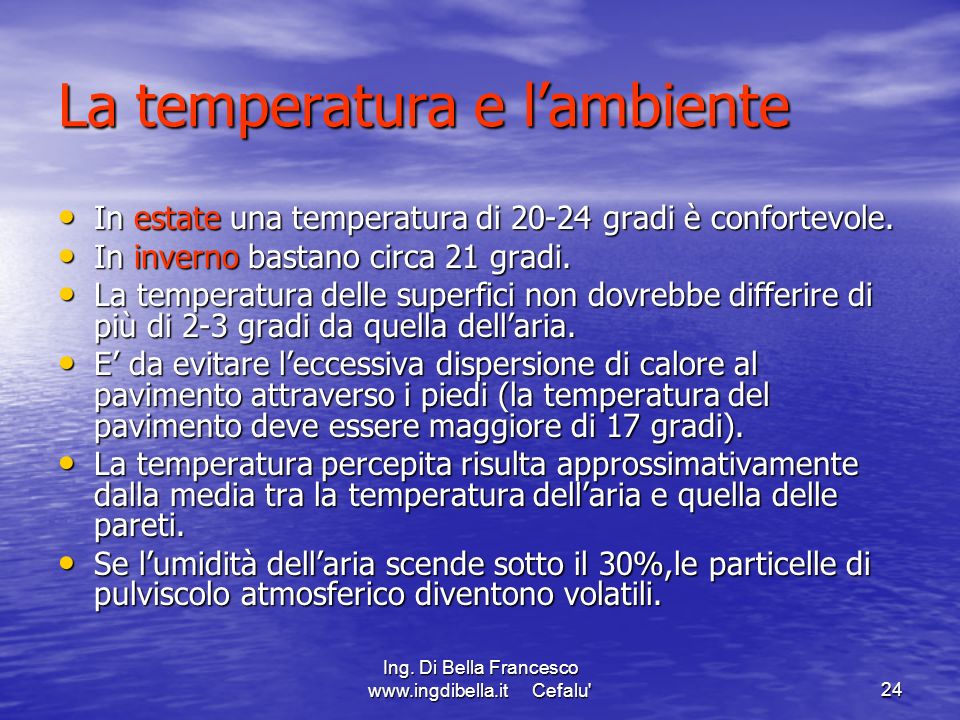 La temperatura e l’ambiente