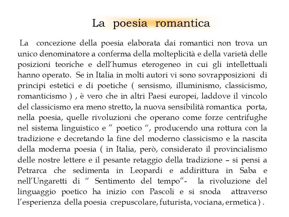 La poesia romantica