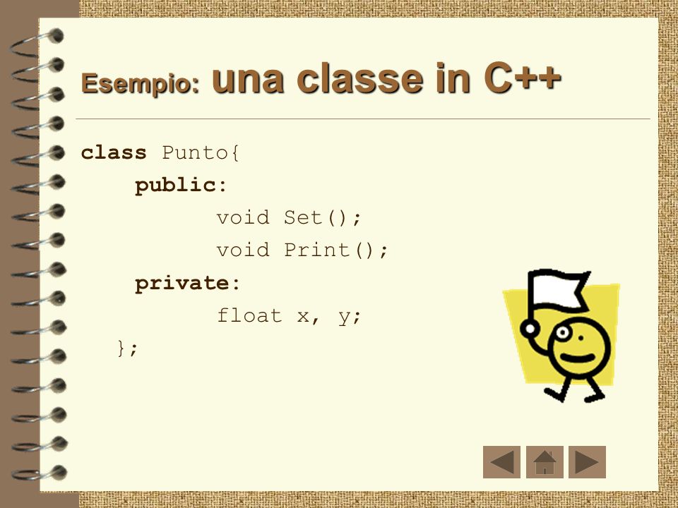 Esempio: una classe in C++
