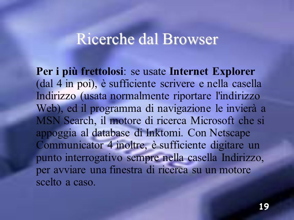 Ricerche dal Browser