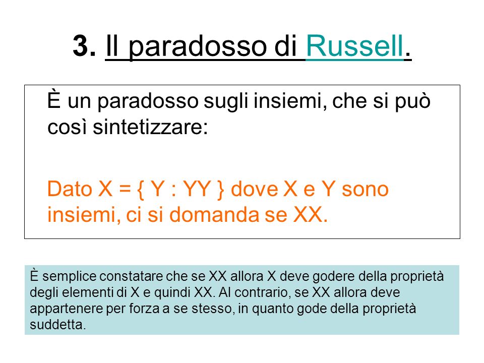 3. Il paradosso di Russell.