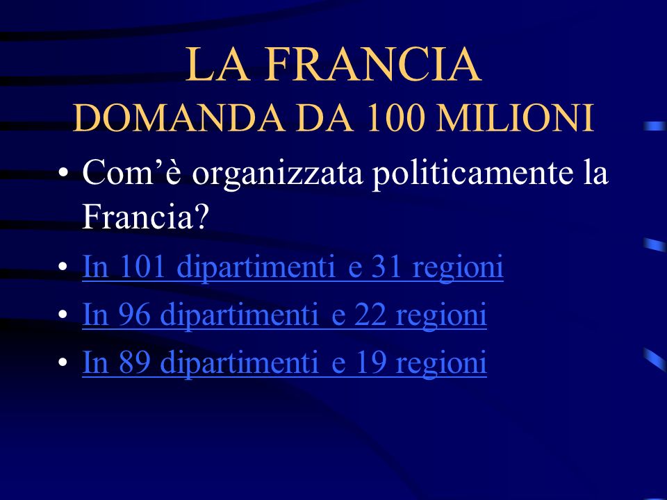LA FRANCIA DOMANDA DA 100 MILIONI