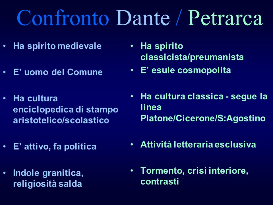 Confronto Dante / Petrarca
