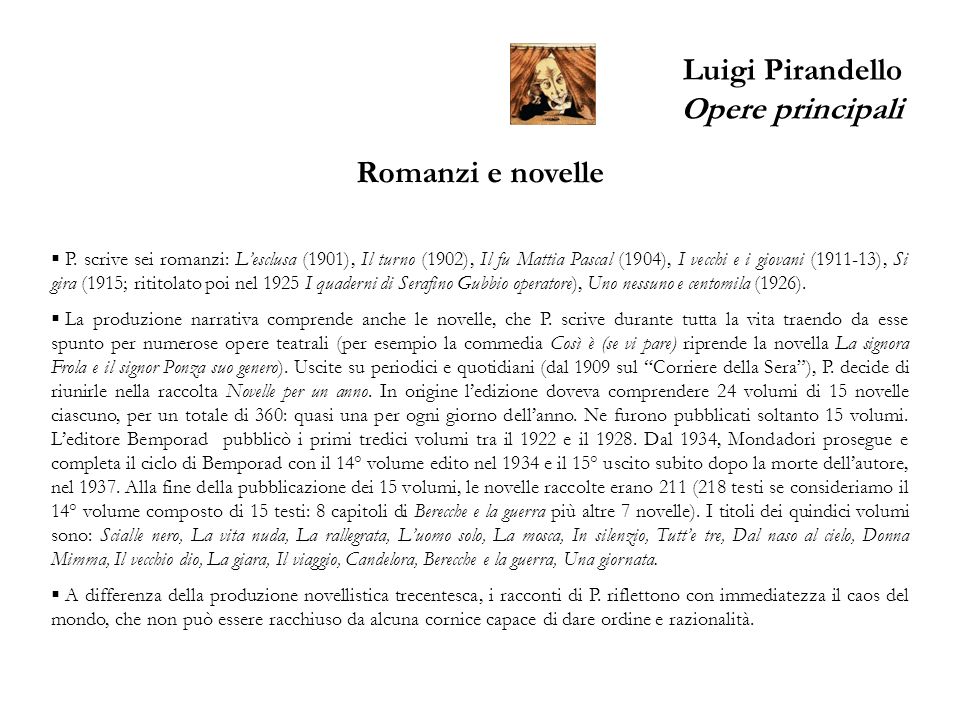 Luigi Pirandello Opere principali