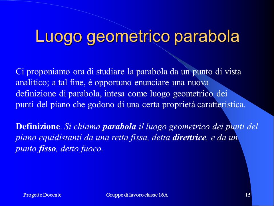 Luogo geometrico parabola