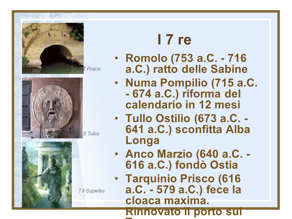 I 7 re Romolo (753 a.C a.C.) ratto delle Sabine