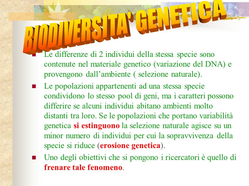 BIODIVERSITA GENETICA