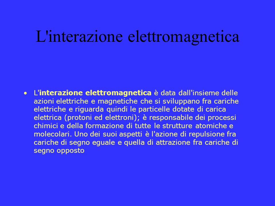 L interazione elettromagnetica