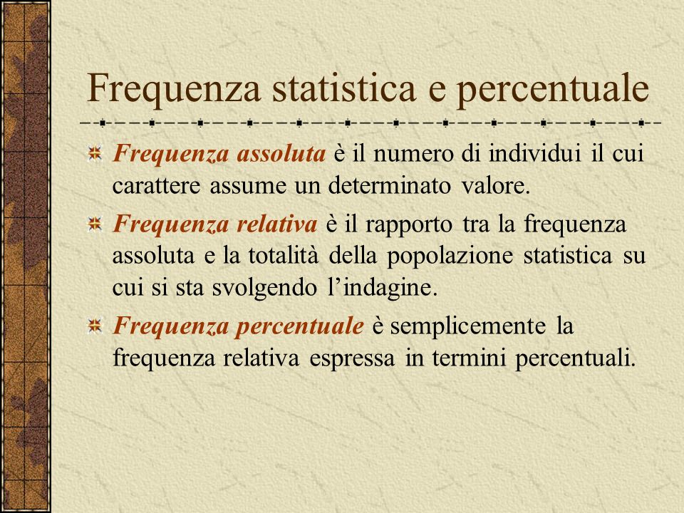 Frequenza statistica e percentuale
