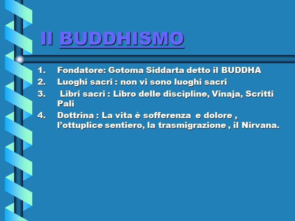 Il BUDDHISMO Fondatore: Gotoma Siddarta detto il BUDDHA