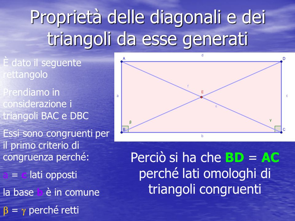 Proprietà delle diagonali e dei triangoli da esse generati
